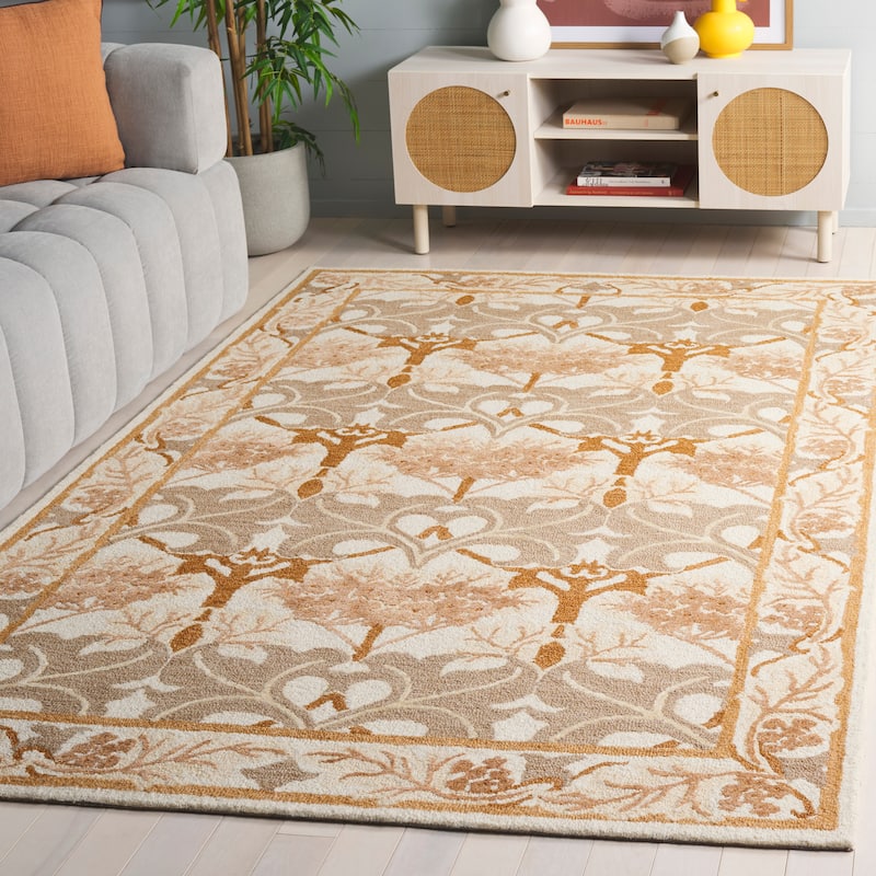 SAFAVIEH Handmade Earthly Treasure Kara Traditional Oriental Wool Rug - Ivory/Brown - 5' x 8'
