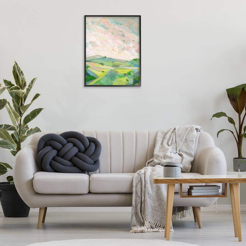 Stupell Vibrant Green Hills Landscape Framed Giclee Art Design By Ashley Davis