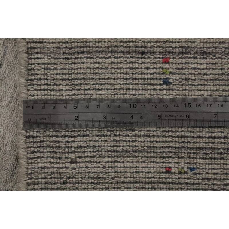 Hand Knotted Oriental Viscose Silk Carpet Tribal Animal Pictorial Greys & Charcoal Gabbeh Area Rug - 11' 10'' X 8' 11''