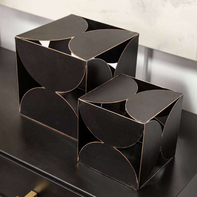 Darren (Large) 8L x 8W Black Metal Decorative Cube