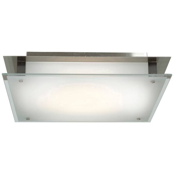 slide 2 of 2, Access Lighting Vision 1-light LED Brushed Steel Flush Mount with Frosted Glass