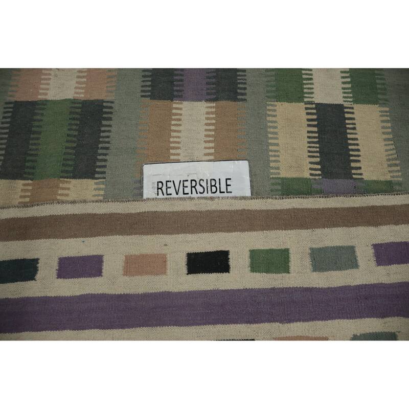 Hand Woven Oriental 100% Wool Carpet Southwestern Geometric Multi-Colored Kilim Area Rug - 10' 0'' X 9' 9''