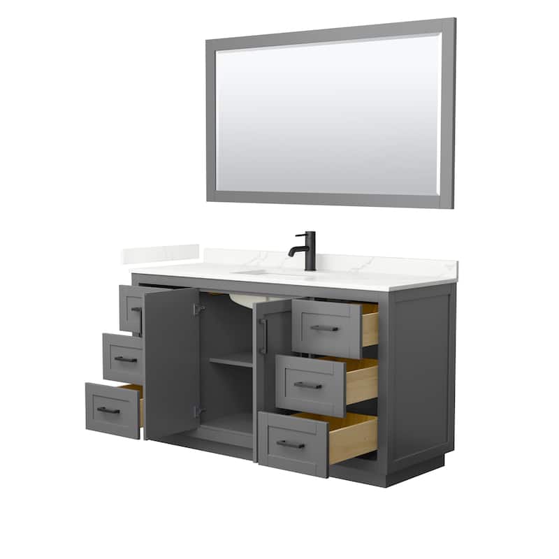 Miranda 60-inch Single Vanity, Quartz Top, 58-inch Mirror