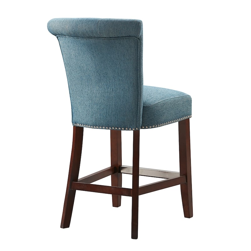 Button Tufted Counter Stool with Nailhead Trim, Upholstered Barstool