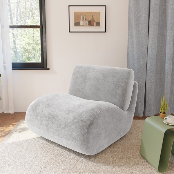 slide 2 of 56, 33'' W Swivel Armless Sponge Filling Bean Bag Accent Chair Lounger Light Grey