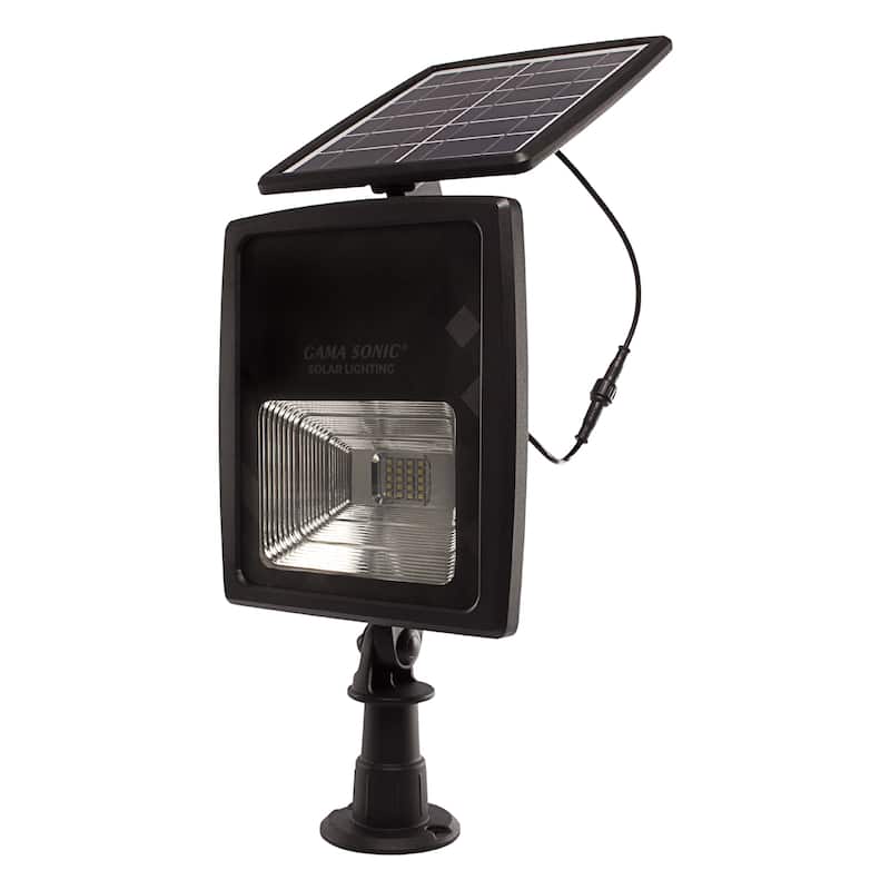 Black Aluminum Solar LED Flood Light for Landscape w/ Detachable Panel