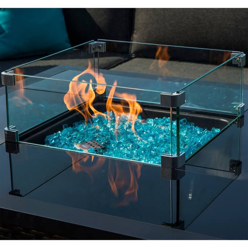 COSIEST Glass Wind Guard Tempered Glass for Outdoor Fire Pit