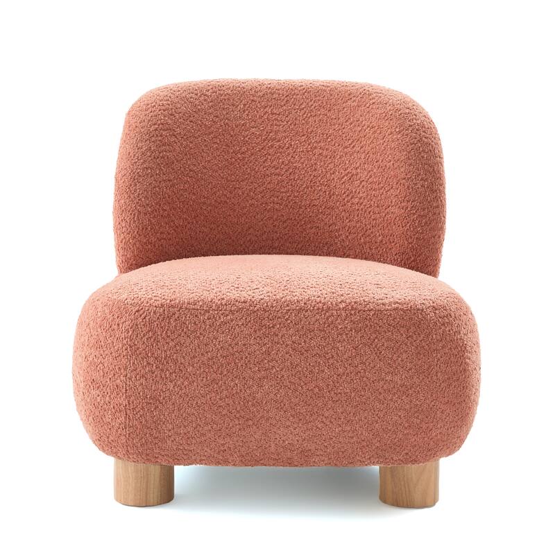 Christopher Knight Home - Modern Boucle Upholstered Accent Chair with Solid Rubberwood Legs