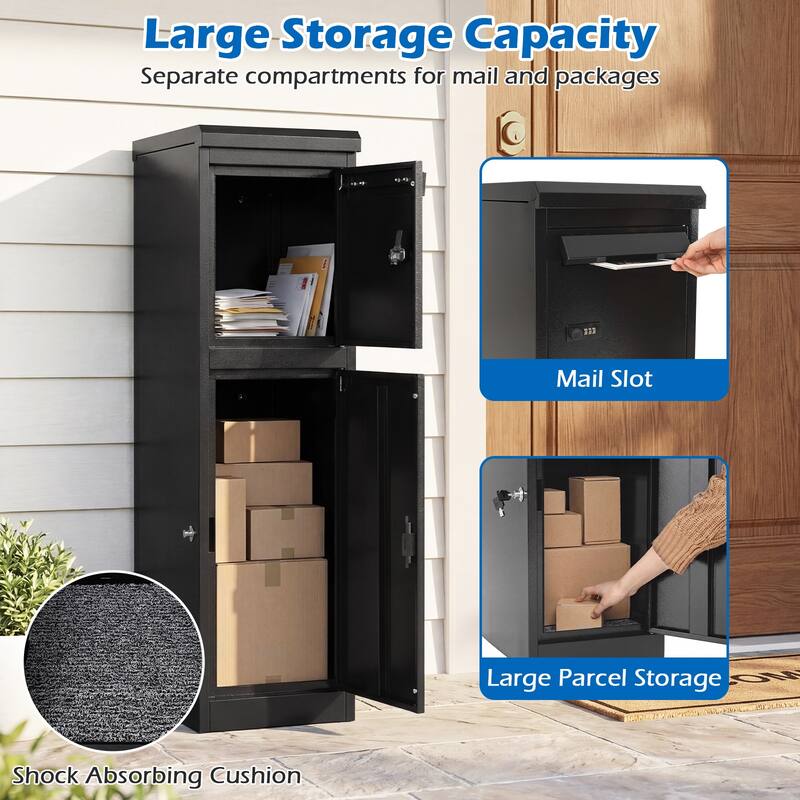 Gymax 44'' Package Delivery Box for Outside w/Lockable Doors Coded