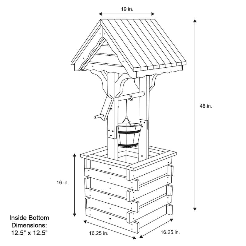 Rustic Charm Garden Centerpiece 4-Foot Wooden Wishing Well Planter