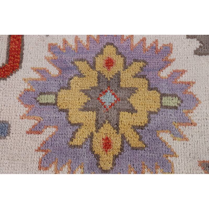 Beige Floral Oushak Indian Area Rug Handmade Wool Carpet - 8'2"x 10'0"