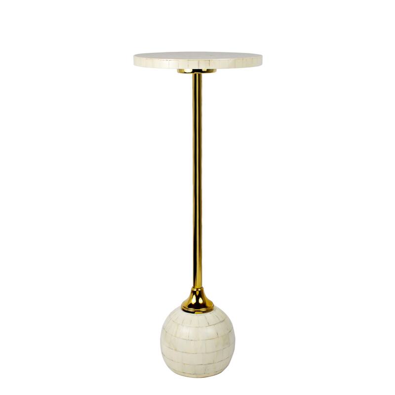 Blanche 26" Metal/Resin Mosaic Pedestal Drink Table, by JONATHAN Y