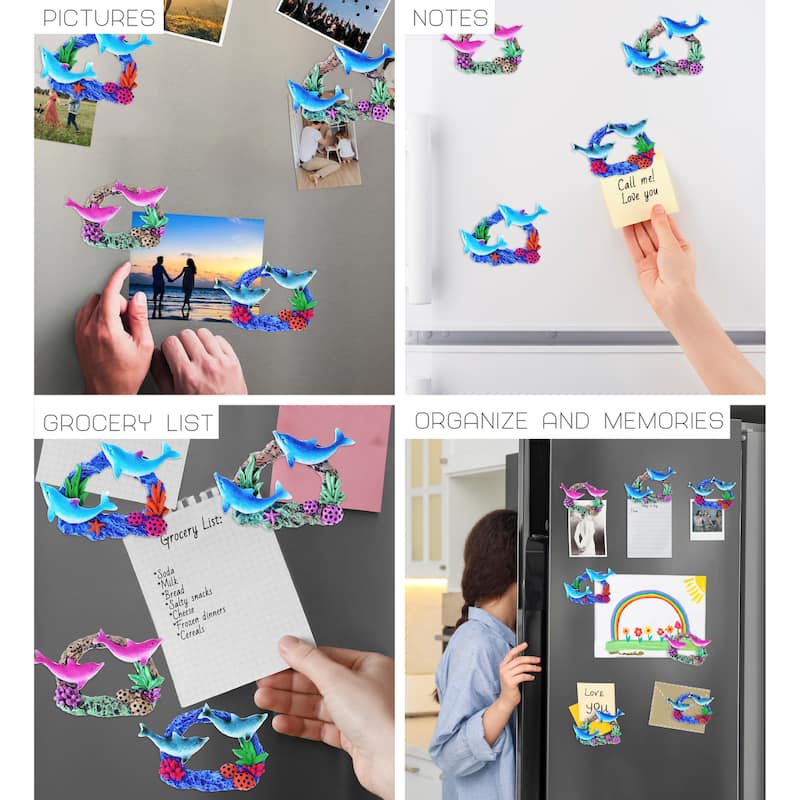 CoTa Global Dolphin Coral Reef Refrigerator Magnets Set of 4 - 4″Lx0.5″Wx3″H