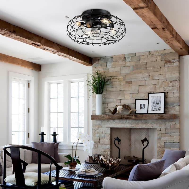Mounting Type Solid Wood Ceiling Fan With Light Kit Dimmable LED
