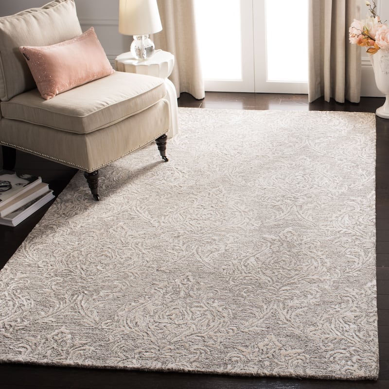 SAFAVIEH Handmade Glamour Saadia Wool/ Viscose Rug - 6' x 9' - Grey/Ivory