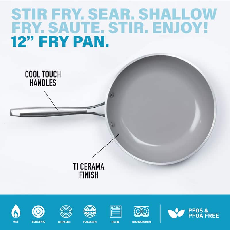 Gotham Steel Aqua Blue 12" Nonstick Fry Pan with Stay Cool Handle