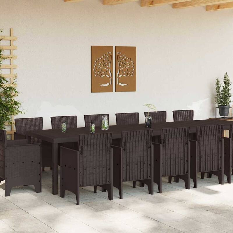 vidaXL Garden Dining Set 15 pcs Poly rattan - 39 x 138 x 29
