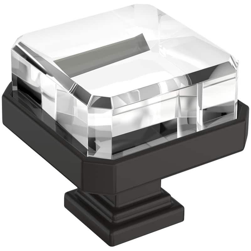 Amerock BP36975 Glacio 1-3/8" Square Cabinet Knob - Clear / Black Bronze