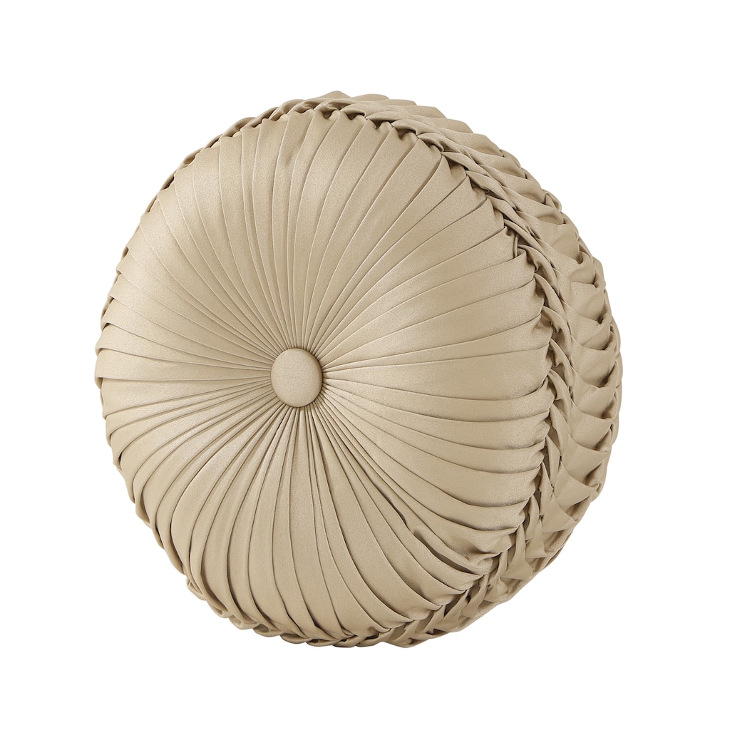 J. Queen New York Sondra Gold Tufted Round Decorative Throw Pillow