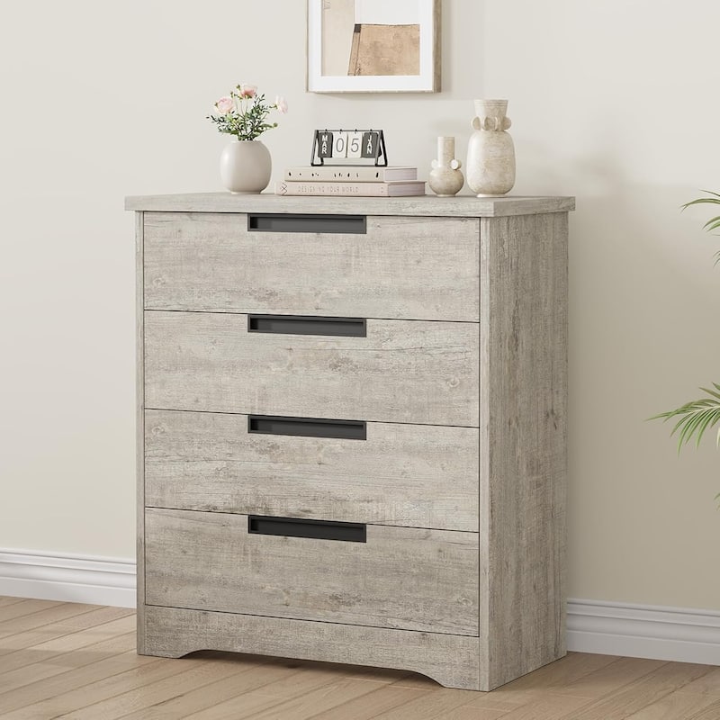 4/5 Drawer Dresser for Bedroom,Wooden Dresser Chest of Drawers with Embedded Handles - 4-drawer - Grey