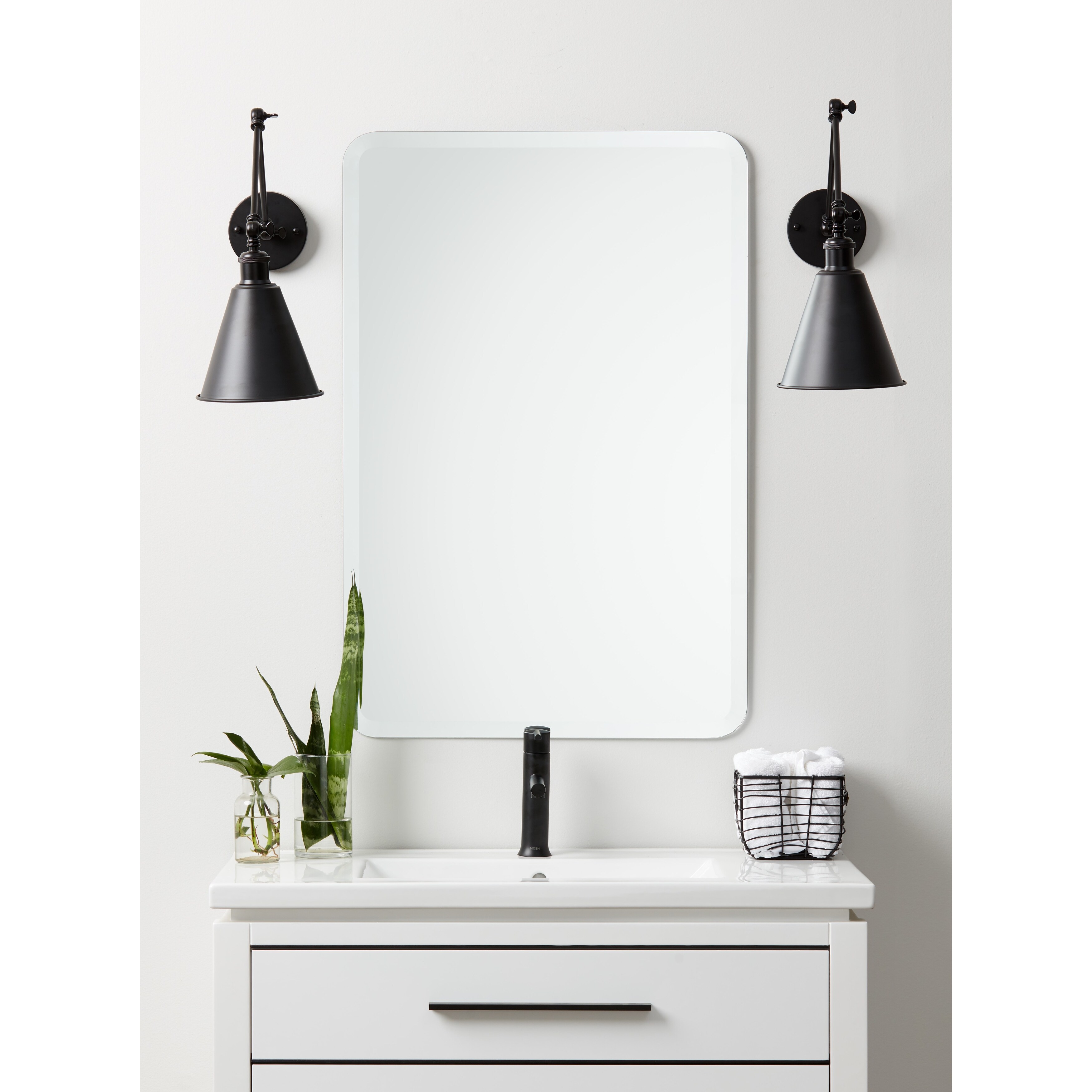 Shop Black Friday Deals On Frameless Rounded Corner Rectangle Wall Mirror Overstock 27701482