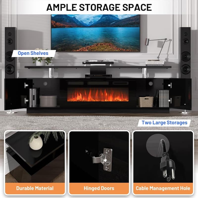 70'' Electric Fireplace Heater TV Stand with 36'' Firplace Entertainment Center - N/A