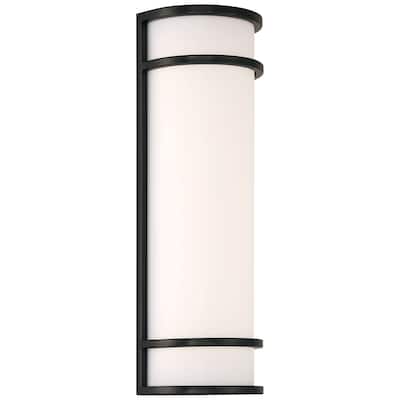 Access Lighting Cove 18in H Dual Voltage Outdoor LED Wall Mount - Black - Acrylic Lens