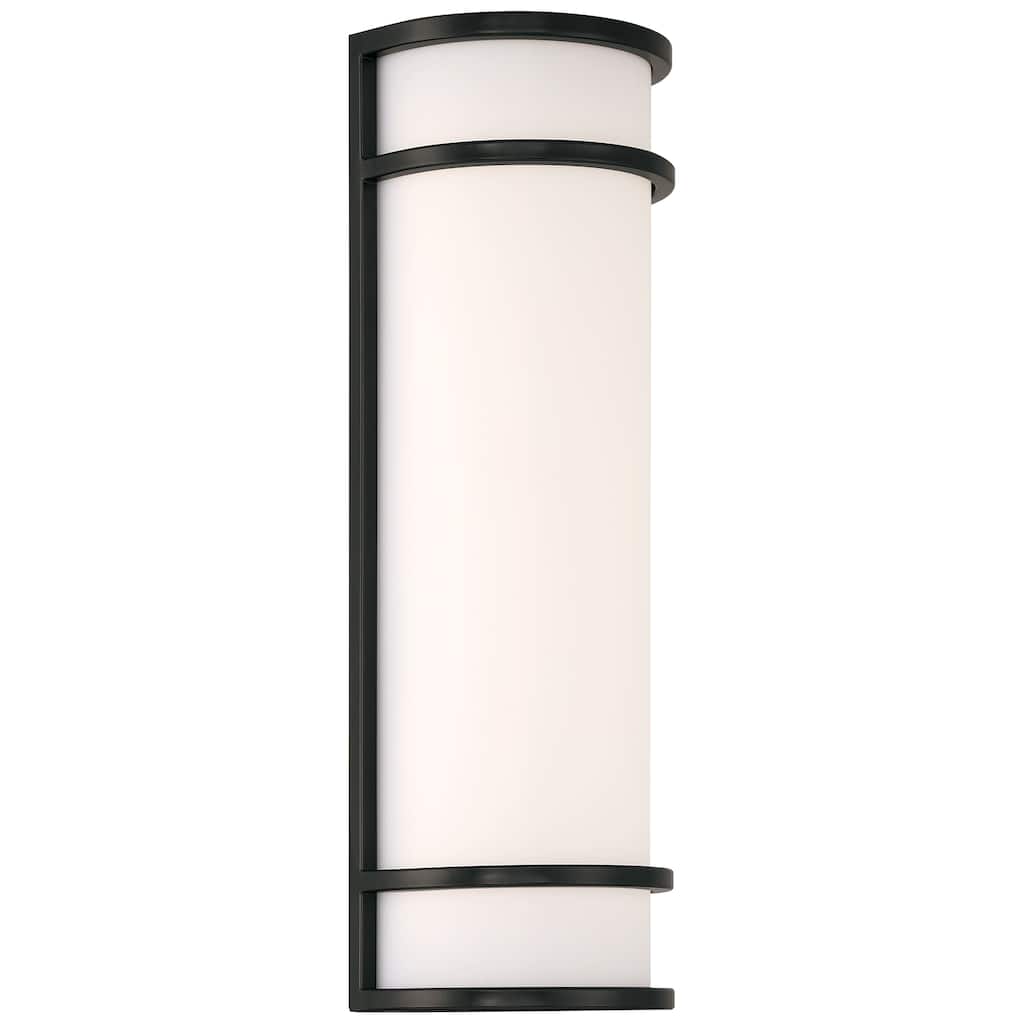 Access Lighting Cove 18in H Dual Voltage Outdoor LED Wall Mount - Black - Acrylic Lens