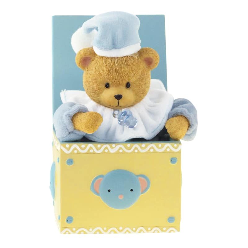 Adorable Baby Bear with Pacifier Music Box - Blue
