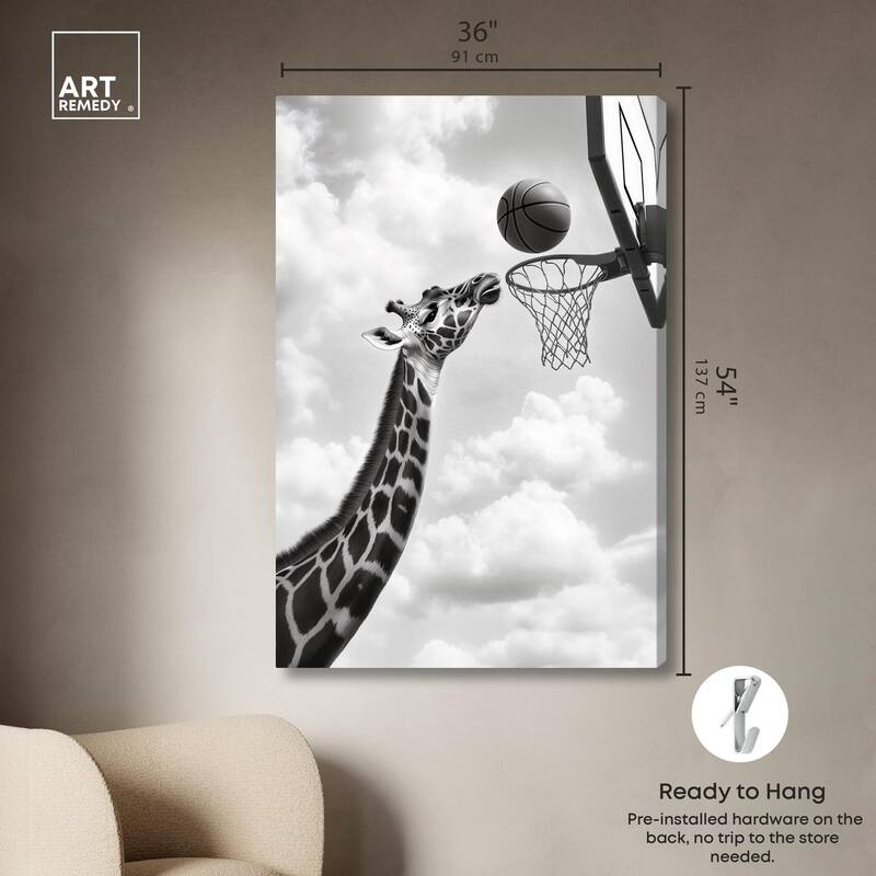 Giraffe Hoops Canvas by Art Remedy, Gallery Wrapped