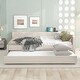 preview thumbnail 11 of 23, Full Size Upholstered Platform Bed with USB and Twin Size Trundle, Beige