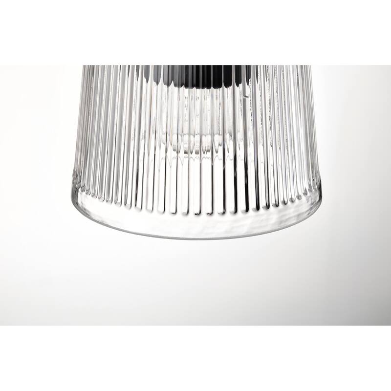 Grayson 1 Light Mini Pendant Matte Black Finish Clear Ribbed Glass - Matte Black