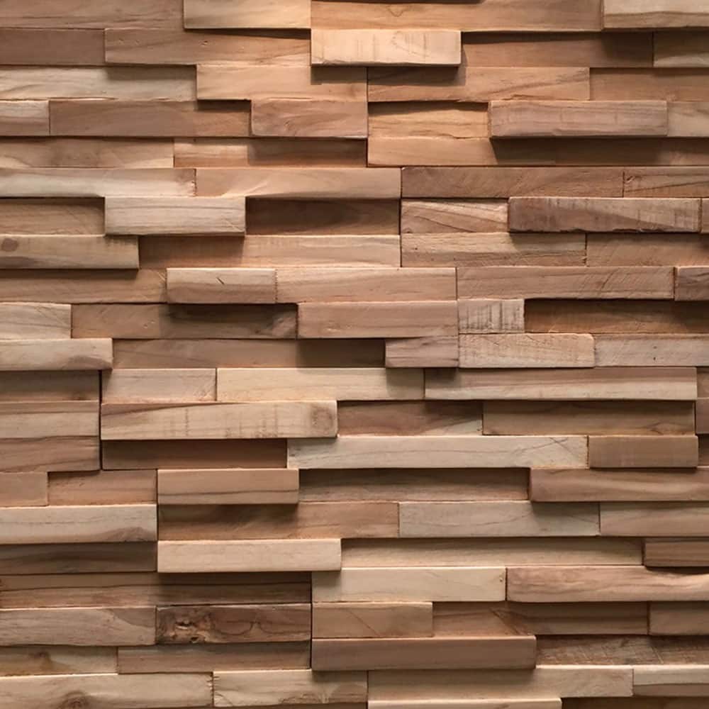 Wall!Supply 0.79 in. x 7.09 in. x 19.49 in UltraWood Teak Firenze Jointless Z-shape Interlocking (10-Pack)