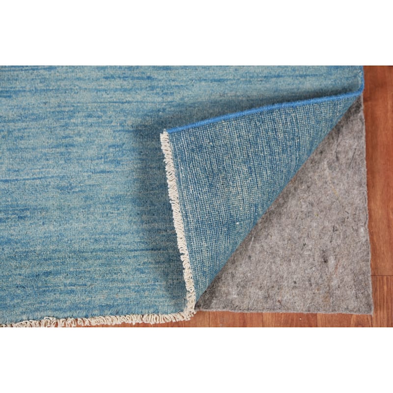 Striped Blue Modern Gabbeh Oriental Rug Hand-Knotted Wool Carpet - 3'2" x 4'9"
