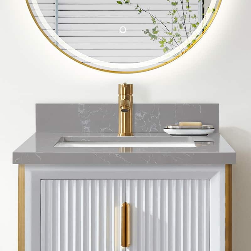 Malaga Composite Stone Vanity Top with White Rectangular Sink