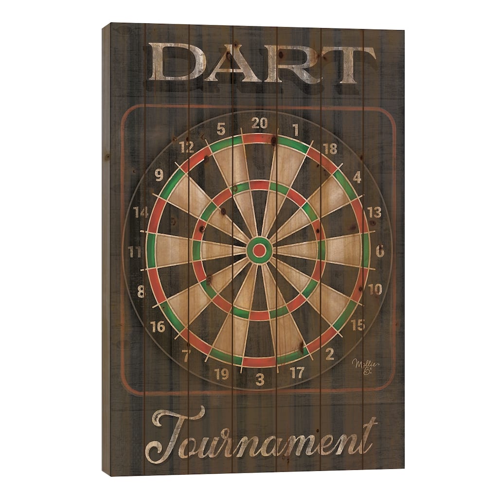 Dart Tournament Print On Wood by Mollie B. - Multi-Color