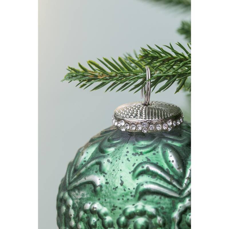D3.9" Christmas Ball Ornaments, Glass Decorative Hanging Ball Christmas Tree Ornaments for Holiday, Set of 6