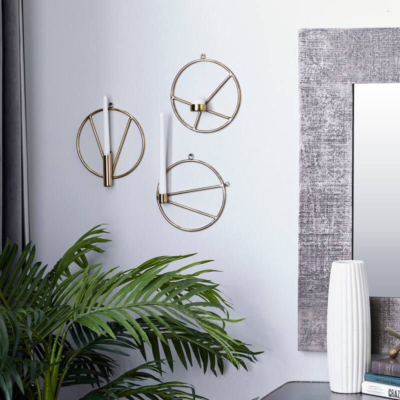 Gold Stainless Steel Modern Wall Sconce (Set of 3) - S/3 8"W, 8"H