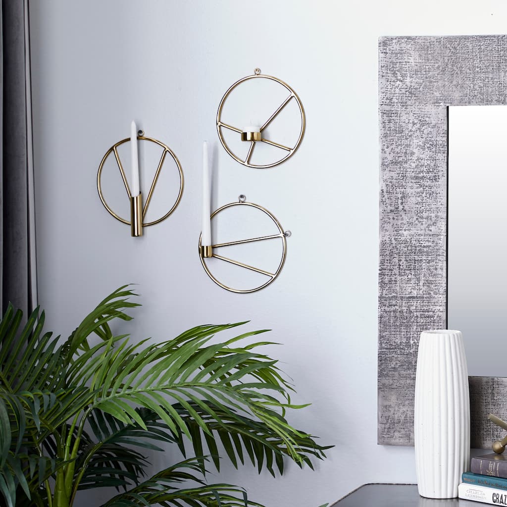 Gold Stainless Steel Modern Wall Sconce (Set of 3) - S/3 8"W, 8"H