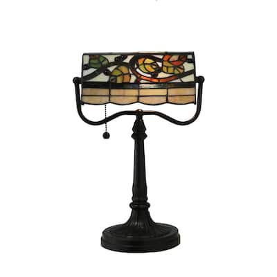 Meyda Tiffany Vineyard Banker's 1 Light 15.25" Tall Hand-Crafted Table