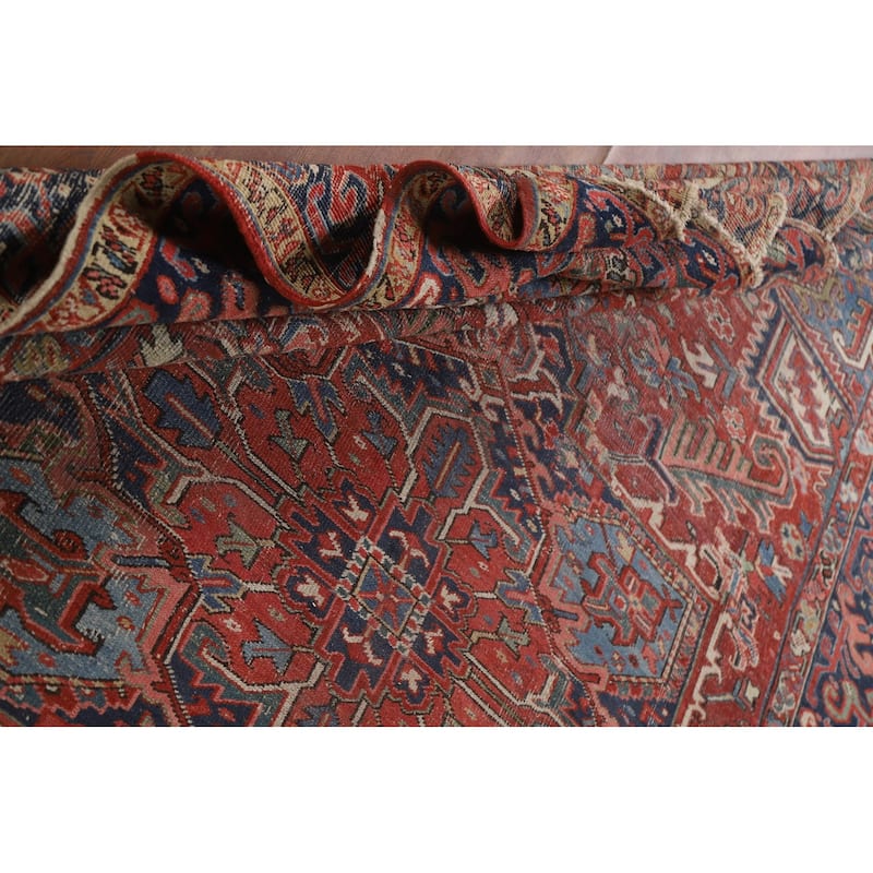 Pre-1900 Antique Heriz Serapi Persian Rug Handmade Wool Carpet - 7'10"x 10'6"