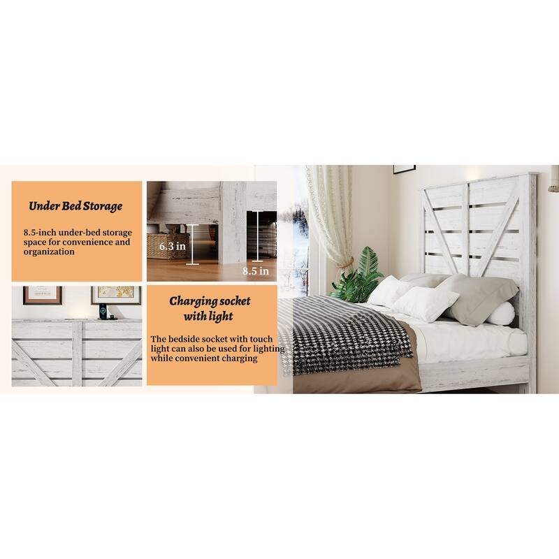 Versatile Wood Platform Bed Frame with Silent Assembly
