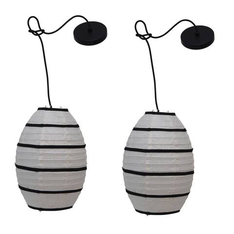 Handmade Paper Pendant Lantern Lamp, Set of 2