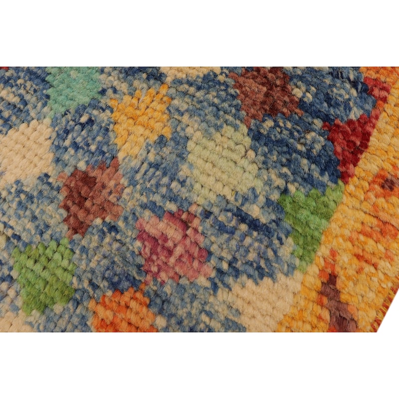 Modern Balochi Odom Blue/Gold Hand Knotted Wool Rug - 3'6'' x 4'10''