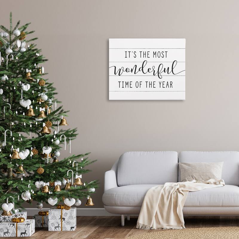 Stupell Holiday Most Wonderful Time Of The Year Canvas Wall Art, 16 x 20, Proudly Made in USA