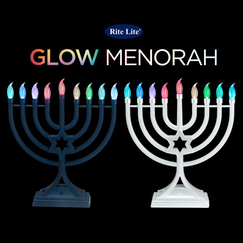 LED Glow Color Changing Hanukkah Menorah - 13" - Navy