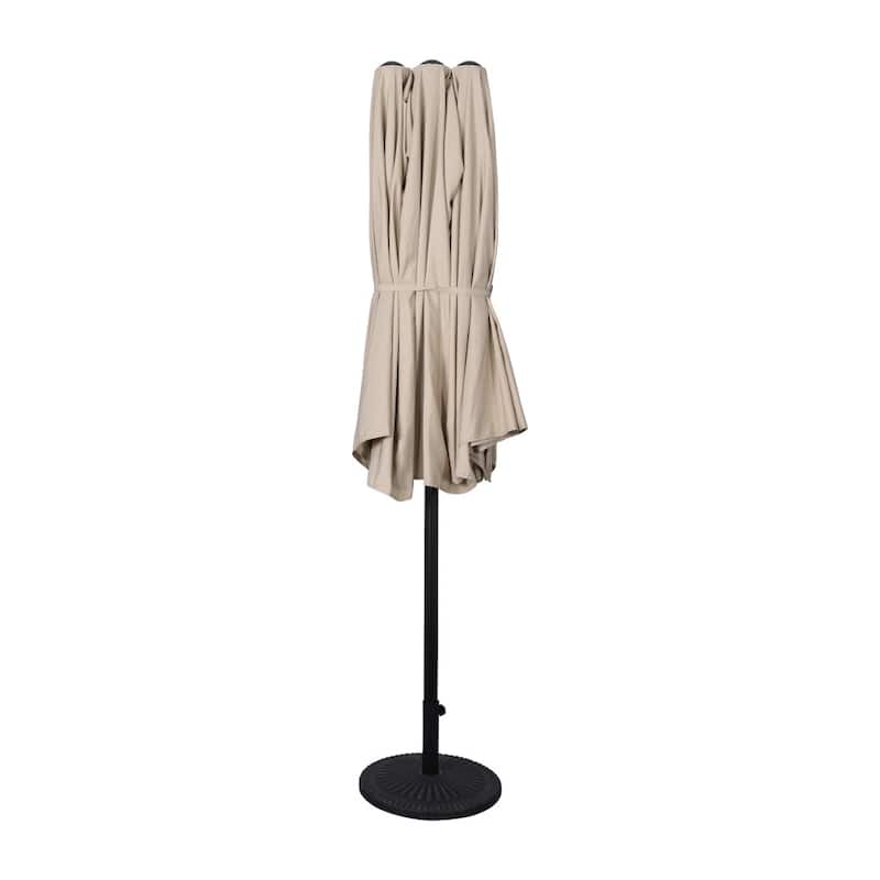 Commercial 15 FT Triple Head Patio Umbrella with Crank and Easy Lift Function