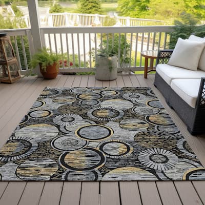 Machine Washable Indoor/Outdoor Contemporary Wheels Chantille Rug