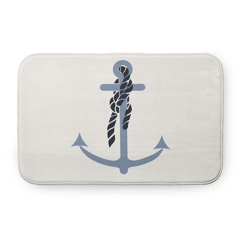 Anchor and Rope Bathmat - 24" x 17" - Dusty Smoke