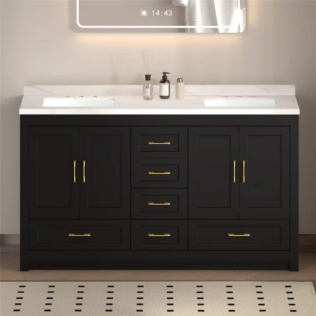 60" Bathroom Vanity Abundant Storage Cabinet - 4 Soft Close Doors and 5 Drawers